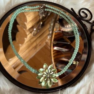 Custom Modern Jade Bead Necklace w/ Antique Flower Jewelry